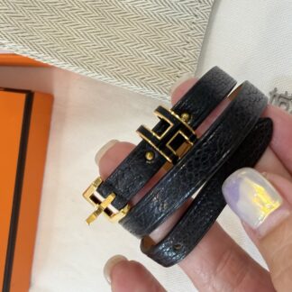 Hermes Pop雙圈手環 黑金