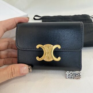 Celine 黑金凱旋門二合一短夾