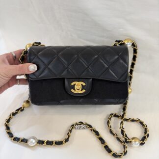 Chanel mmini20珍珠 金鏈 小羊皮鏈包