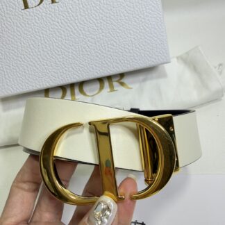 Dior 雙面皮帶 黑/白 70cm