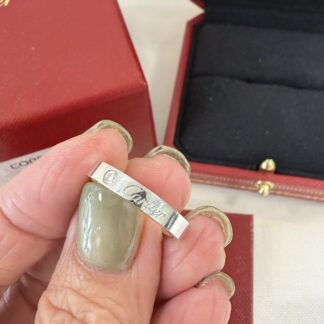 Cartier 經典鉑金 Pt950 戒指50號：草寫單鑽戒