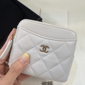 Chanel 荔枝牛皮 灰金吐司零錢包 全新閑置